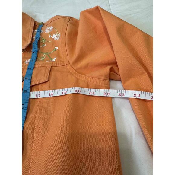 Blaine Trump Orange Floral Machine Embroidered Vine Yolk Collared Jacket Womens - Picture 3 of 7
